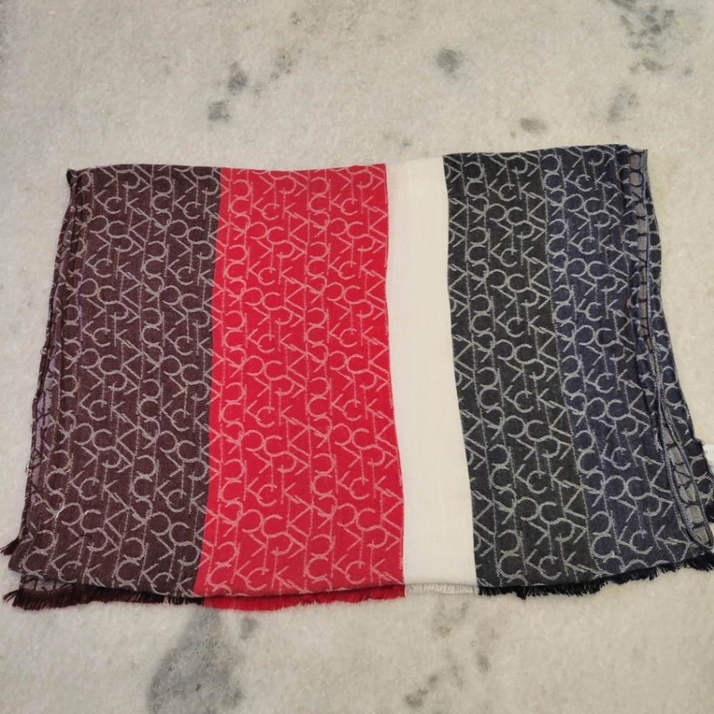Calvin Klein Color Block Signature Blanket Scarf